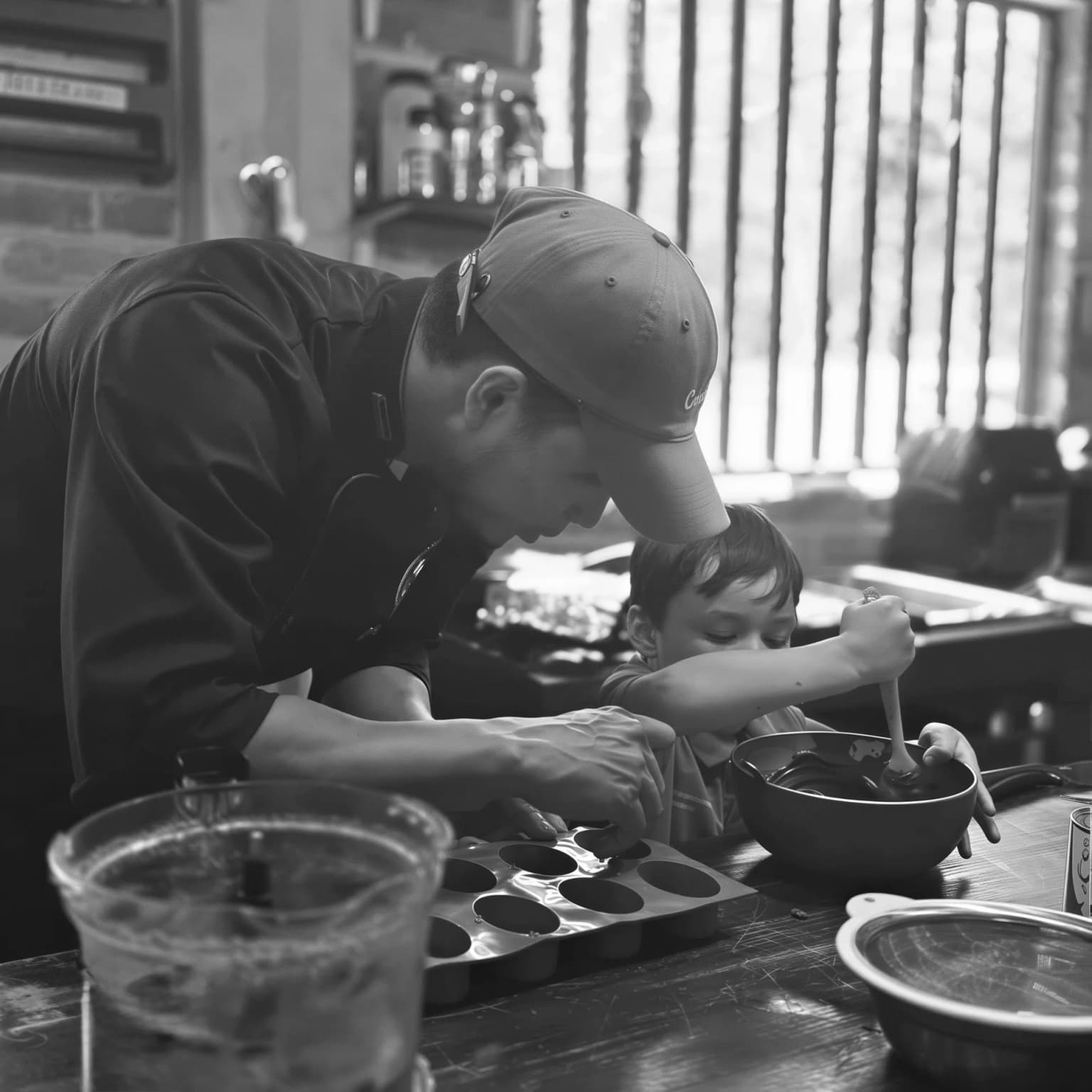 Chef de Mr. Wayne preparando una hamburguesa en la cocina